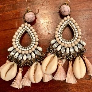 BaubleBar pink tassel shell statement earrings 😍
